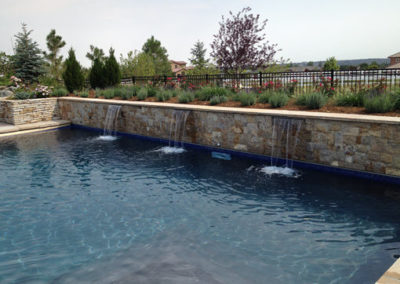 Custom Pool With Raised Bond Beam Veil Fall Water Feature - Broomfield, CO