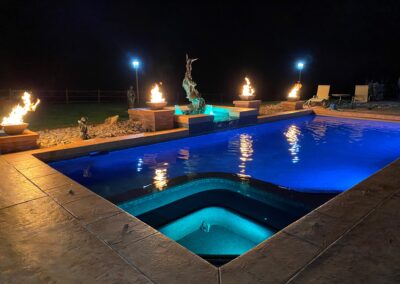 Swimming Pool and Spa Combo at Night - Sedalia, CO